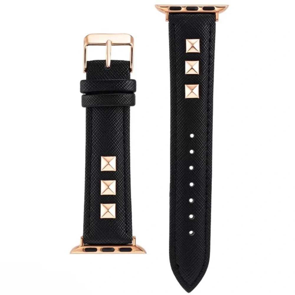 2 - Sol-light Apple Watchband Studded Black-gold/Blue-silver 38mm/40mm/41mm